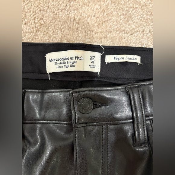 NWOT Abercrombie Leather Straight Leg Pants - Picture 2 of 3